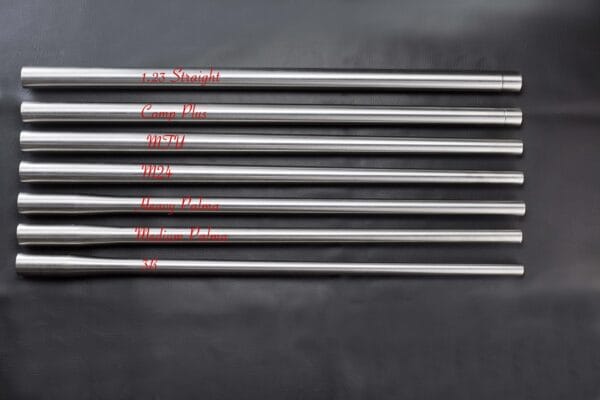 Stainless Steel Barrel contour comparison, 3B, Medium Palma, Heavy Palma, M24, MTU Comp Plus, !.23 Straight