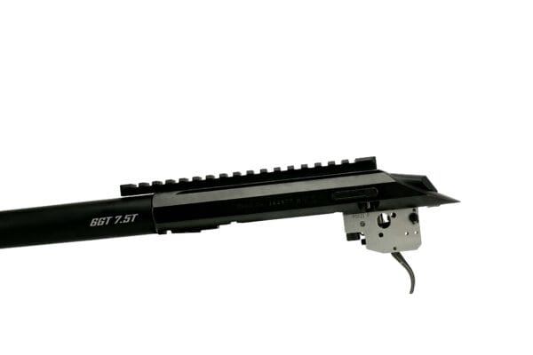 Barreled Bolt Action Tikka T3x stainless steel barrel with rail mount and trigger left side view