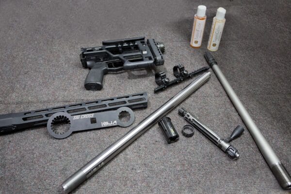 Sig Cross barrel Install Service by Straight Jacket Armory old barrel taken off new barrel ready to install