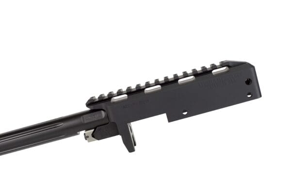 Close up left side Azimuth 22 AZTP Barreled action