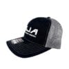 SJA charcoal black embroidered trucker hat side view