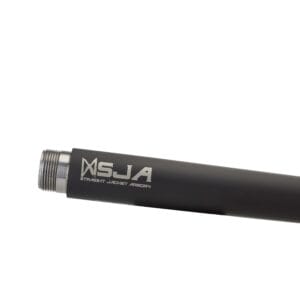 Terminus Zeus Stainless Steel pre-fit barrel 6.5 Creedmoor 8 Twist Cerakote Armorer Black by SJA close up on threading view